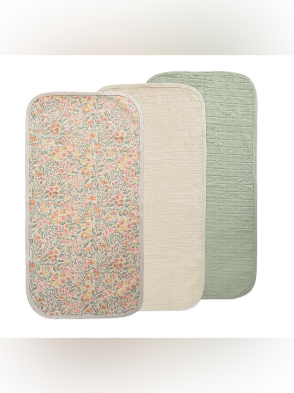 Multi-Pack Floral, Cream & Sage Quilted Changing Pad Covers